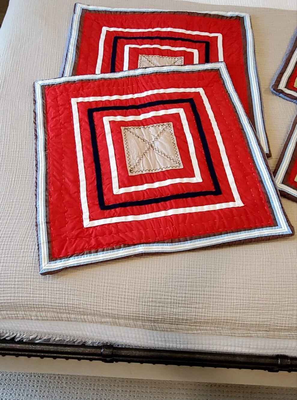 Pottery Barn Kids Varsity Baseball Patchwork Quilted Sham Set Of 4, EUC